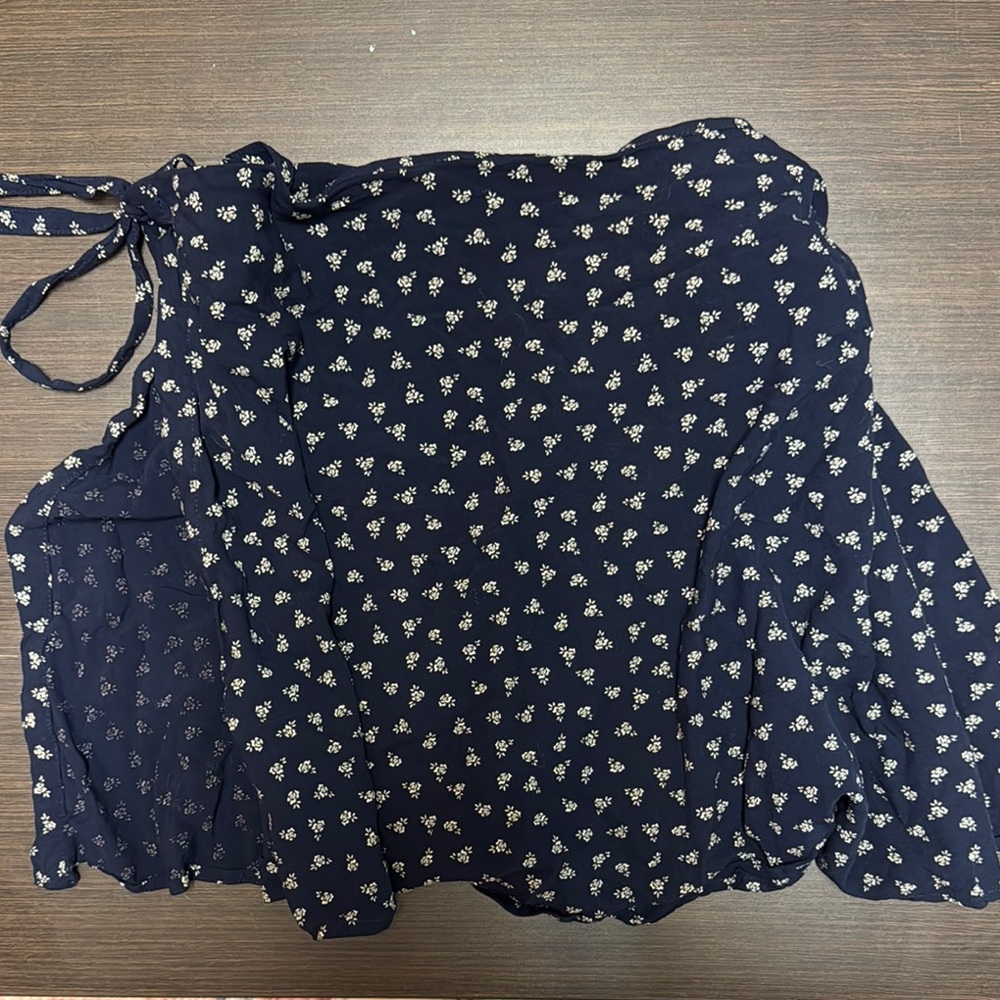 Floral Navy Blue Women's Wrap Skirt